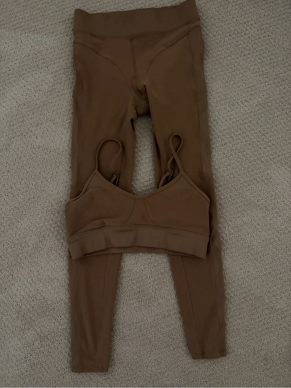 ALO Yoga Brown Ribbed Seamless Sports Bra
